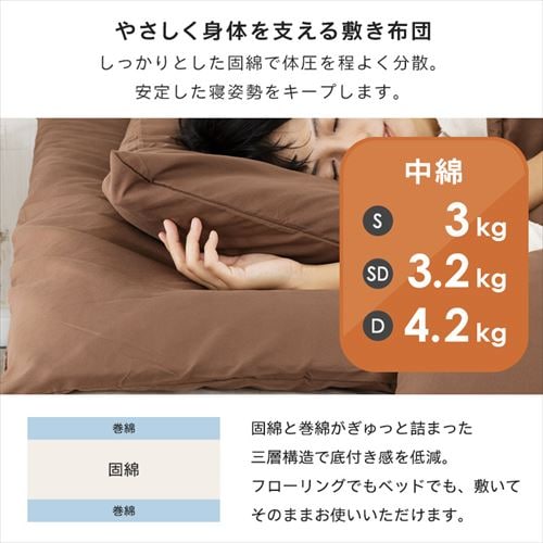 7点】 布団セット シングル ポリエステル綿 ボーダーアイス