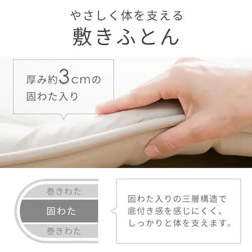 【4点】 布団セット シングル ポリエステル綿 水玉アイスグレー _9