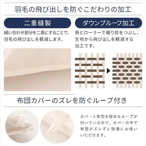 羽毛布団  WDD93% 1.2kg セミダブルロング 【直送】 【プラザセレクト】_17