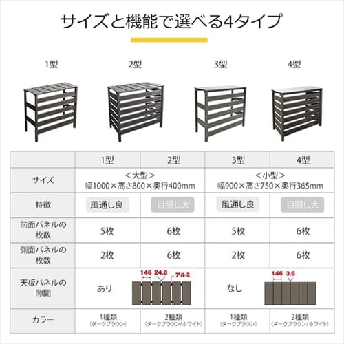 人工木アルミ室外機カバー 2型 ダークブラウン プラザセレクト アイリスプラザ アイリスオーヤマ公式通販サイト