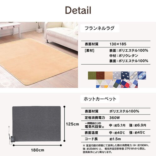 ホットカーペット+ラグ 1.5畳 セット グリーン【プラザセレクト】 7177365 │アイリスプラザ│アイリスオーヤマ公式通販サイト