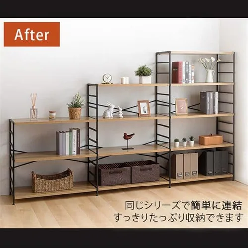 木製棚板スチールラック 5段 MSRK-5 オーク×ホワイト_3