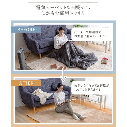 TEKNOS ラグ＋3畳用カーペット2点セット ベージュ HCMF-IR300 【プラザセレクト】