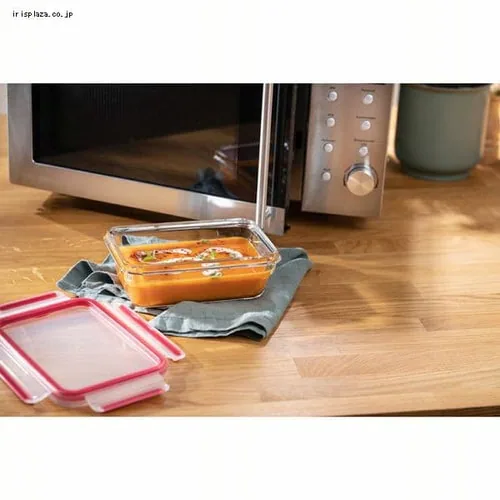 T-fal マスターシールグラス レクタングル 450ml クリア/レッド N10405 _4