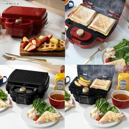 タイマー付きホッサンドワッフルメーカー HS-850T-BK ブラック【プラザ