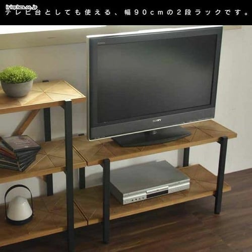KALEIDO 2段ラック 幅90 オープンシェルフ 木製 アイアン脚  TV台 KALEIDO 2段ラック 幅90 KAOR-90-D2ラック シェルフ オープンラック