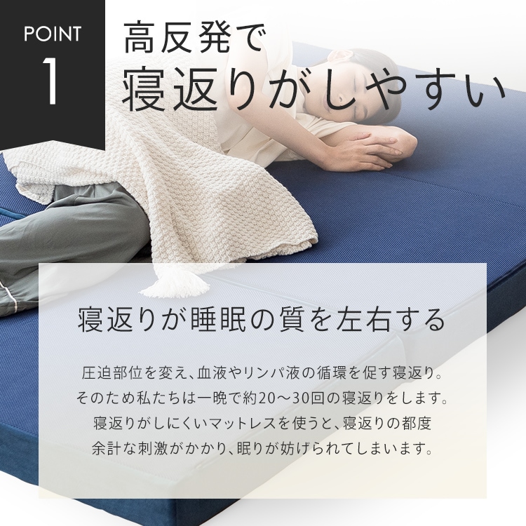 高反発マットレス 3つ折り 10cm 絶妙な硬さ プロファイル加工 折り畳み マットレス 高反発 三つ折り シングル プロファイル加工