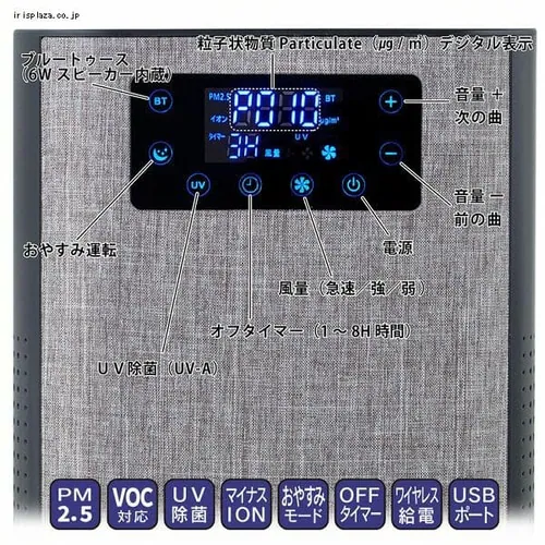 ネクシオン ブルートゥース スピーカー内蔵 HEPA空気清浄機 ブラック_4