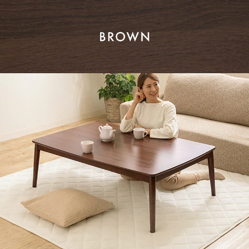 こたつ 本体 120×80p 長方形 丸脚デザイン 木目調 ブラウン_11