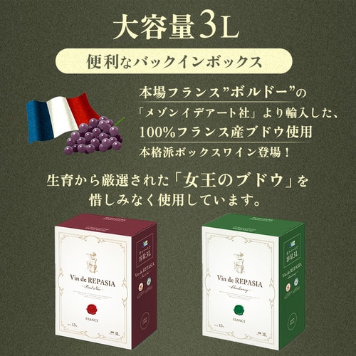 訳あり】Vin de REPASIA Blanc フランス白ワイン 3000ml BIB 7260062