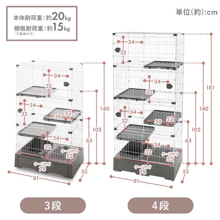 ☆20％OFFクーポン☆トイレ一体型キャットケージ3段（猫砂スコップ付き