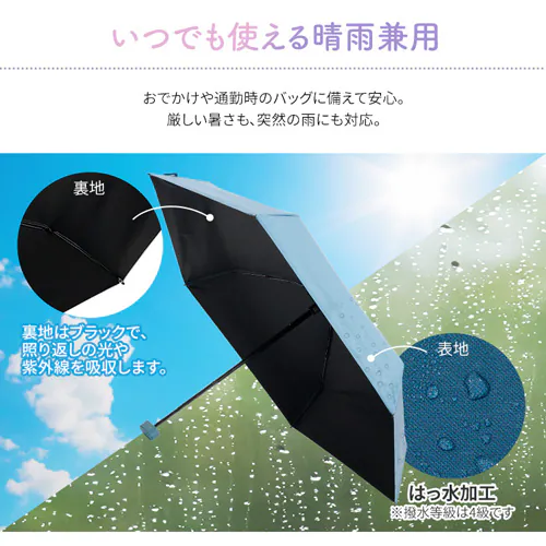 日傘 折り畳み傘 収納ケース付き UVカット 晴雨兼用 コンパクト グレー_5