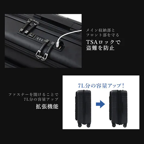 スーツケース サムソナイト 41〜48L 1〜3泊 ダブルキャスター 拡張機能付き NEOPOD スピナ EXP 55/20 ブラック_8