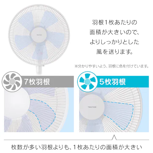 扇風機 DCモーター 左右首振り リモコン付 テクノス TEKNOS KI-327DC(W) ホワイト_7