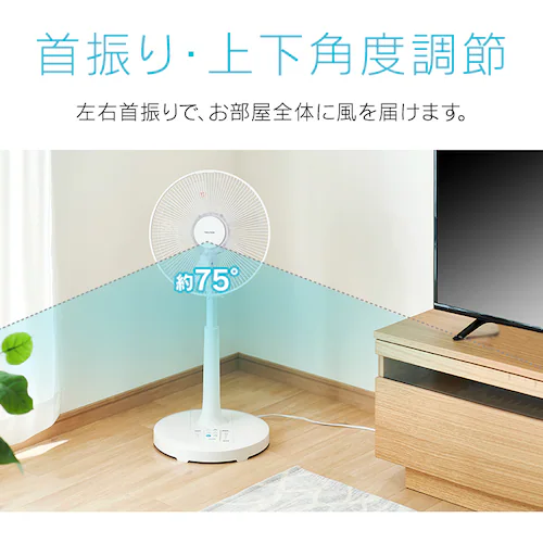 扇風機 DCモーター 左右首振り リモコン付 テクノス TEKNOS KI-327DC(W) ホワイト_13