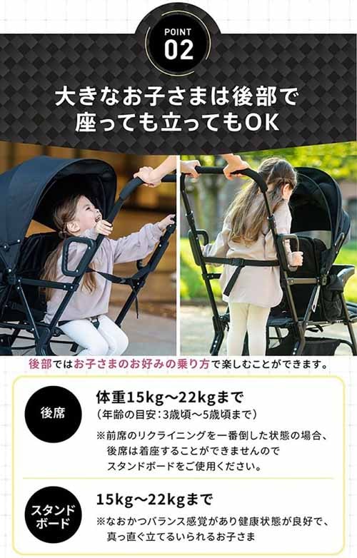 Nebio アミティエF 2人乗り ベビーカー ブラック 7268124