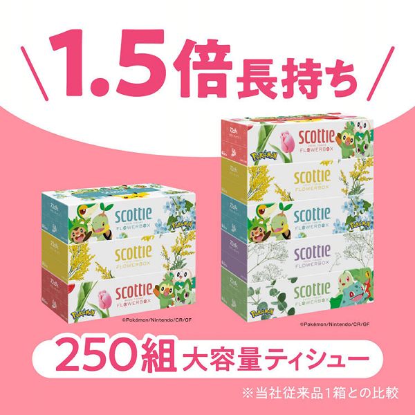 ポケモン ティッシュ箱 3箱セット スコッティ ＼数量限定品／ ティッシュ 250組(500枚) 3箱パック
