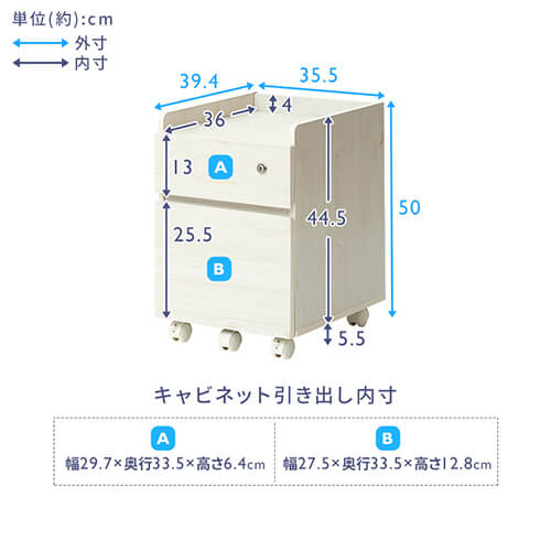 インターリュプケ　キャビネット キャビネット 二段引き出し キャスター付き FJ-029-IR オーク