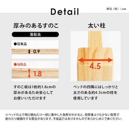 ベッド シングル 3分組立 ネジ無し ライトブラウン【時間指定不可】【代引き不可】_9