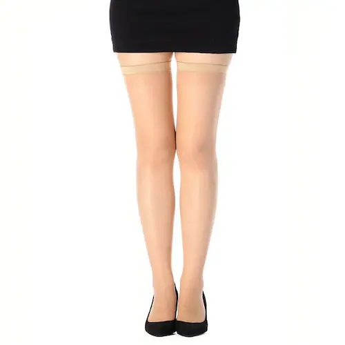 福助 美しく心地いい 伝線しにくい 無地 ストッキング もも丈 ノンラン設計 22〜25cm 240-1101 サワーベージュ(017)【プラザセレクト】_2