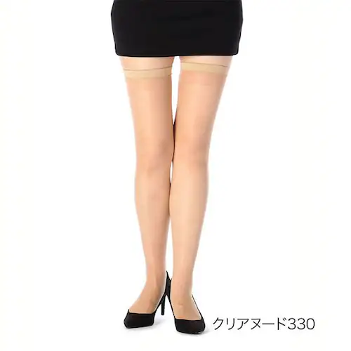 福助 美しく心地いい 伝線しにくい 無地 ストッキング もも丈 ノンラン設計 22〜25cm 240-1101 サワーベージュ(017)【プラザセレクト】_5