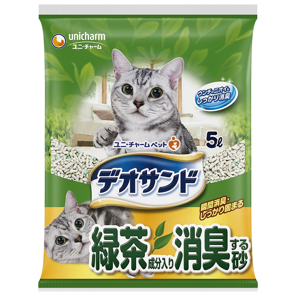 4個セット】 ユニ・チャームデオサンド 猫砂 デオサンド 緑茶