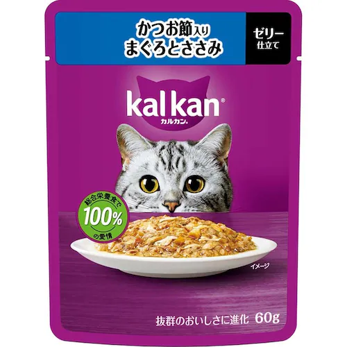 カルカン パウチ 2種のセレクション かつお節入りまぐろとささみ まぐろ白身魚入り 60g×8袋パック KP314 キャットフード ウェットフード_2