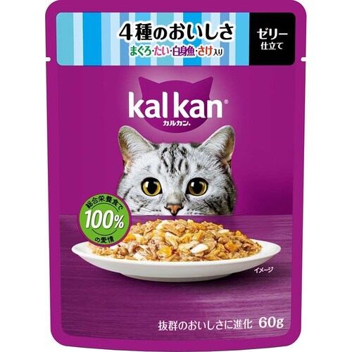 カルカン パウチ 2種のセレクション 4種のおいしさ まぐろ・たい・かにかま・ささみ入り / まぐろ・たい・白身魚・さけ入り 60g×8袋 キャットフード ウェットフード_3