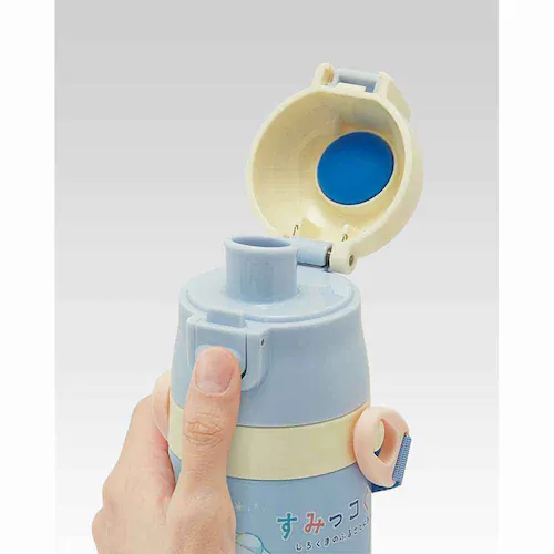 水筒 子供 お子様向け ステンレス製2WAYボトル 直飲み 420ml コップ 350ml SKDC3 すみっコぐらし しろくまふるさと【プラザセレクト】_2