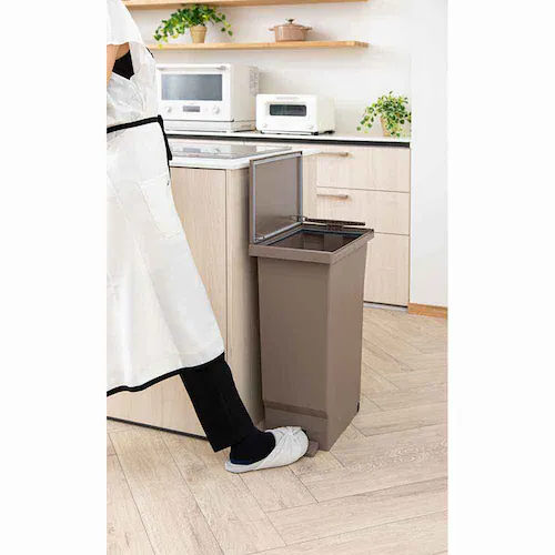 平和工業 フタの開く向きを選べるパッキン付 ペダルペール 45L ホワイトティー【プラザセレクト】_5