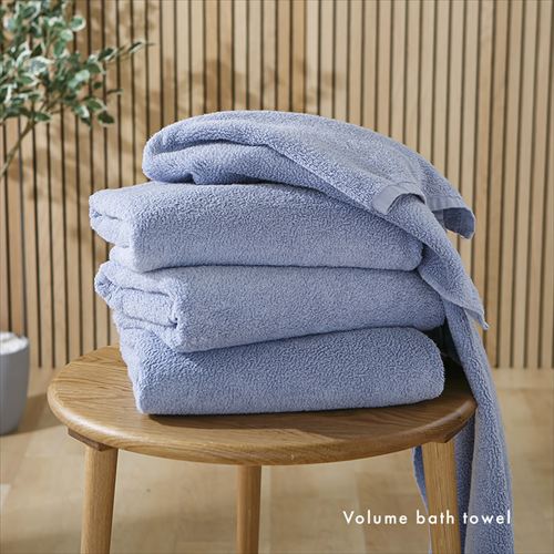 ボリューム吸水 バスタオル 4枚セット パウダーブルー【プラザセレクト