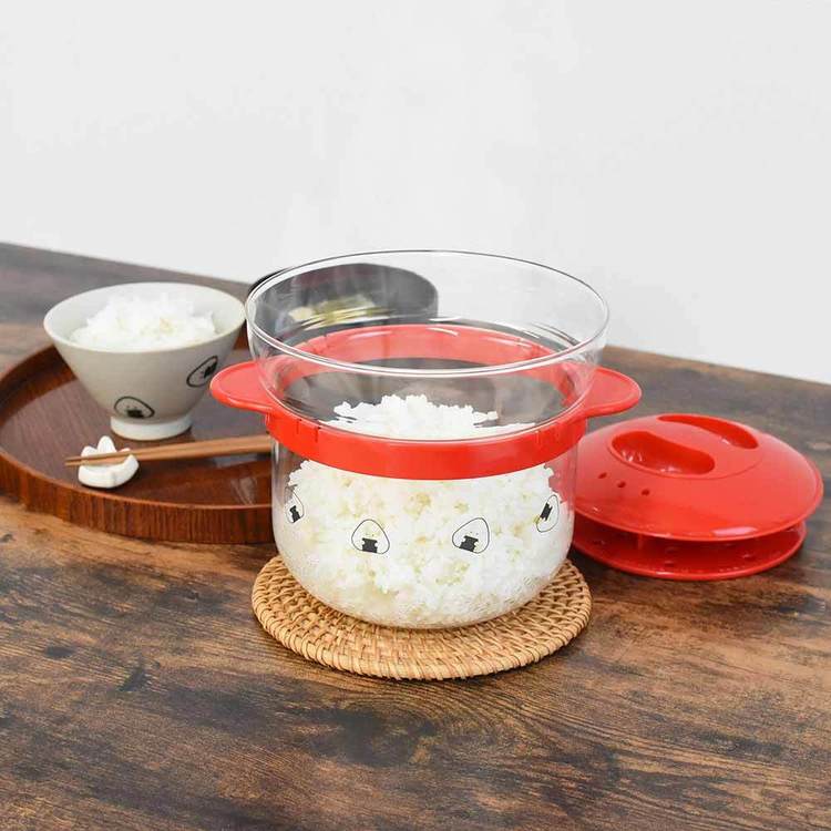 ぎゅっとおにぎりさん ガラスのレンジご飯釜 47546. ホワイト【プラザ
