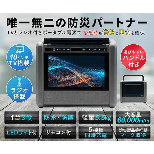 ダイニチ電子 TV/ラジオ搭載ポータブル電源 PSTV-600 【プラザセレクト】_12