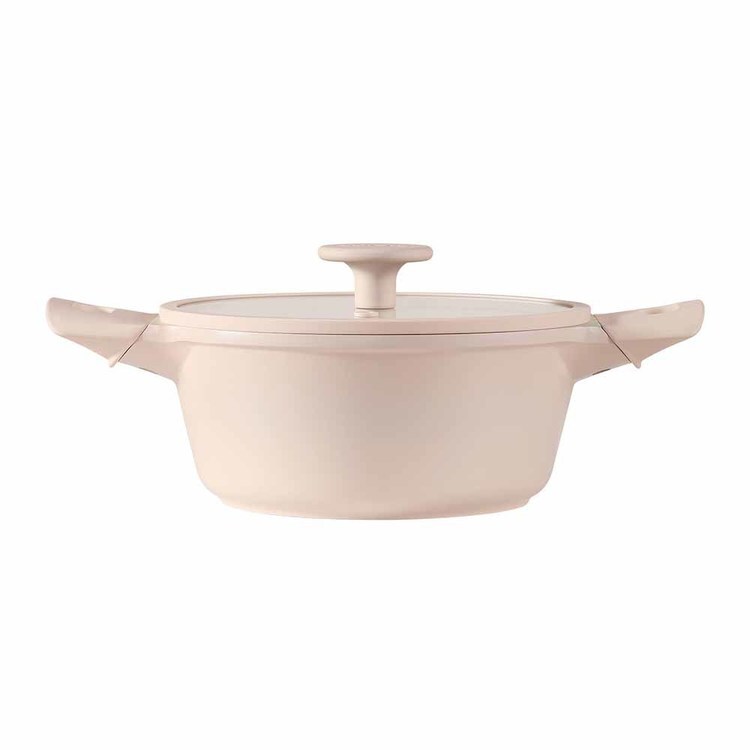カローテ 両手鍋 20cm ソースパン IH ガス火対応 ピンク NM-5138 COSY