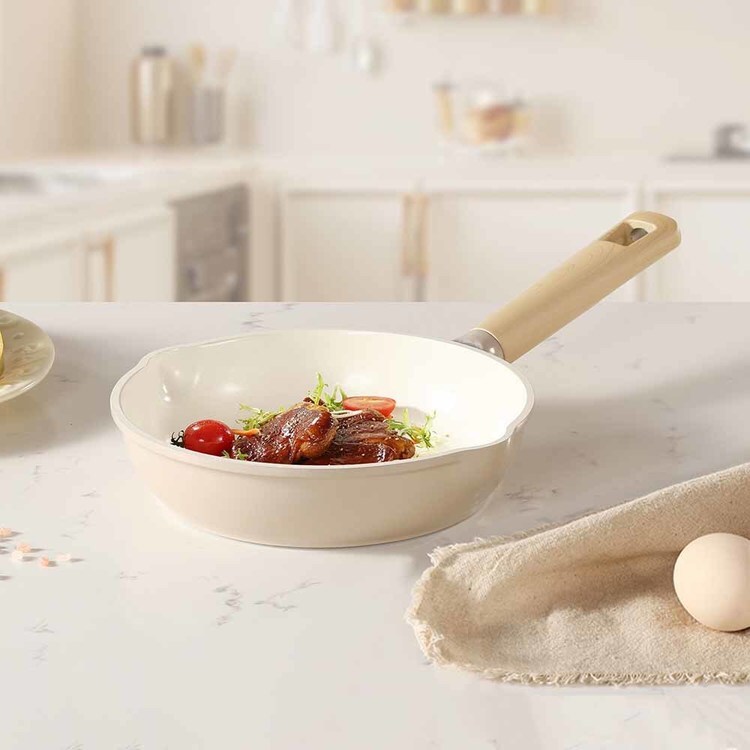 カローテ 深型フライパン 24cm IH ガス火対応 セラミック ミルクティー