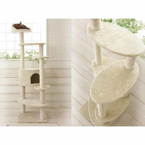 ★1,000円OFFクーポン★キャットタワー Mauタワー ミルキーエッグ ベージュ mt-027 _4