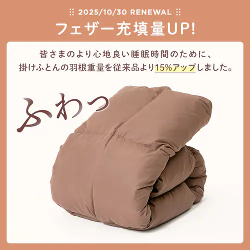 羽根布団7点セット シングル ベージュ(サテン)【プラザセレクト】_2