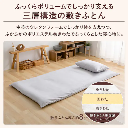 羽根布団7点セット シングル ベージュ(サテン)【プラザセレクト】_10