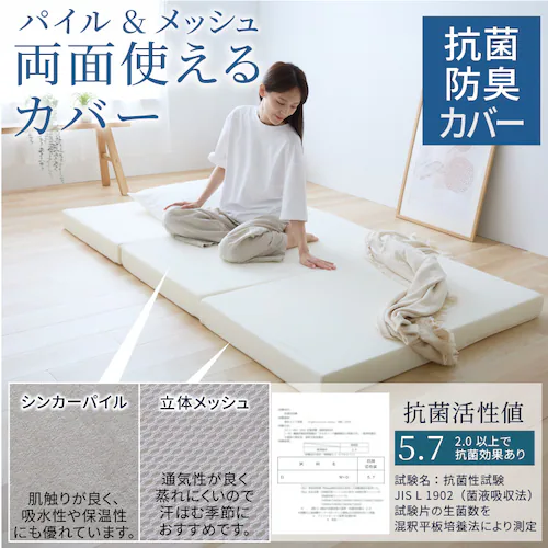 3つ折りマットレス・プロファイルタイプ シングル ネイビー【プラザセレクト】_7