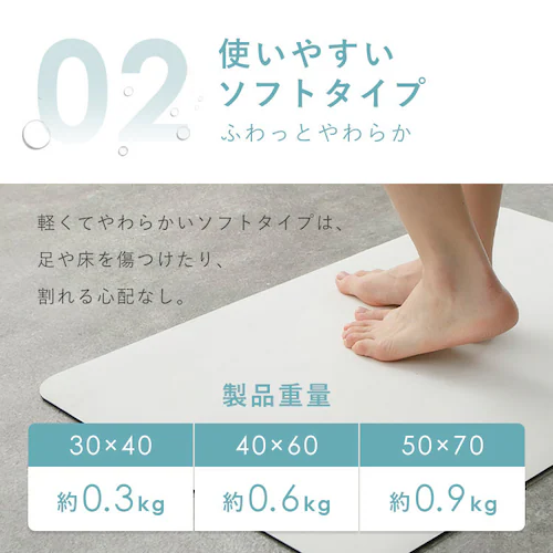 【10%OFFクーポン】ソフト珪藻土マット バスマット 水切りマット 50x70cm 大理石【プラザセレクト】_8