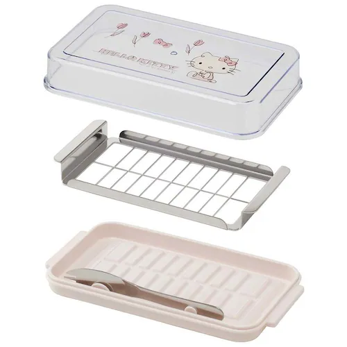 スケーター ステンレスバターカッター & バターケース バターナイフ付 サンリオ-ハローキティ-ラインデザイン BTG2DX 【プラザセレクト】_2