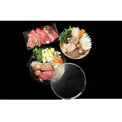 パール金属 すきやき鍋 20cm IH ガス火対応 ガラス蓋付 ふっ素加工 一人用 おうち御膳 ブラック HB-5856 【プラザセレクト】_2