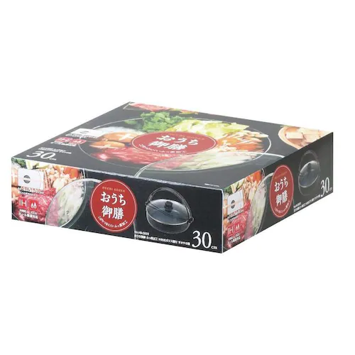 パール金属 すきやき鍋 30cm IH ガス火対応 ガラス蓋付 ふっ素加工 おうち御膳 ブラック HB-5859 【プラザセレクト】_2