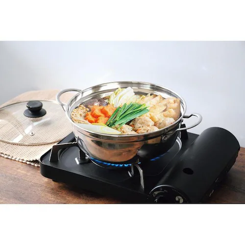 パール金属 卓上鍋 両手鍋 22cm IH ガス火対応 ガラス蓋付 ステンレス 和楽庵 HC-43 【プラザセレクト】_2