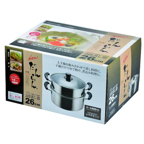 パール金属 蒸し器 蒸し鍋 2段 26cm IH ガス火対応 ステンレス ガラス蓋付 NEWだんらん H-5875 【プラザセレクト】_2