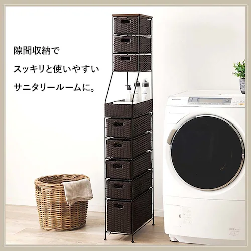 ランドリーチェスト 幅20cm RAN-2460DBR ダークブラウン【時間指定不可】【代引不可】【同梱不可】【プラザセレクト】_3