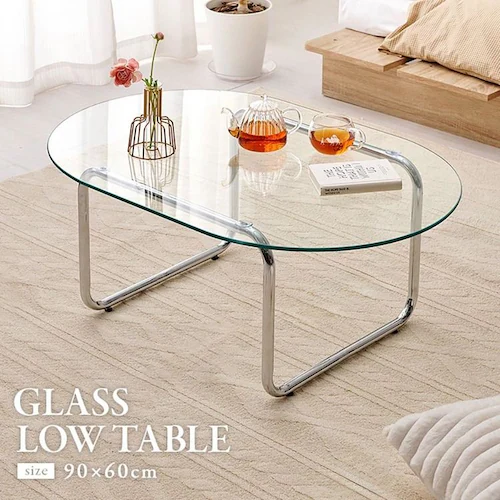 ガラステーブル 90×60 BT-8662 【時間指定不可】【代引不可】【同梱不可】【プラザセレクト】_2