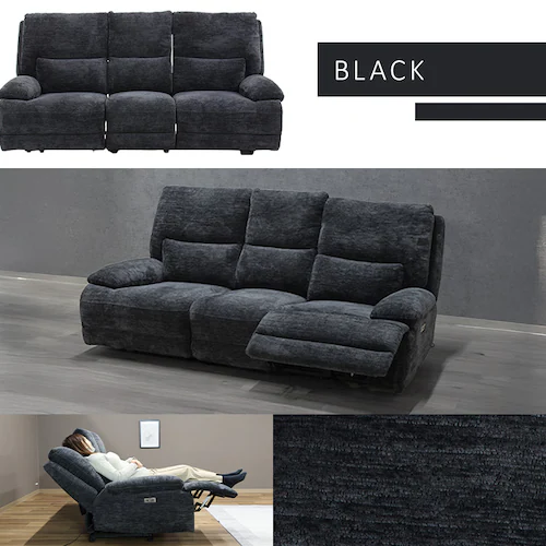 不二貿易 電動リクライナー GRACE 3P 49113 ブラック【時間指定不可】【代引不可】【同梱不可】【プラザセレクト】_8