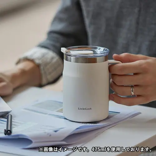 LIV PLUS マグカップ ふた付き ステンレス 600ml LHC4282NWHT ホワイト【プラザセレクト】_3