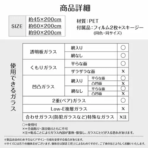 ガラスフィルム防犯飛散防止(約)45×200cm in034-45-bk ブラック【プラザセレクト】_9